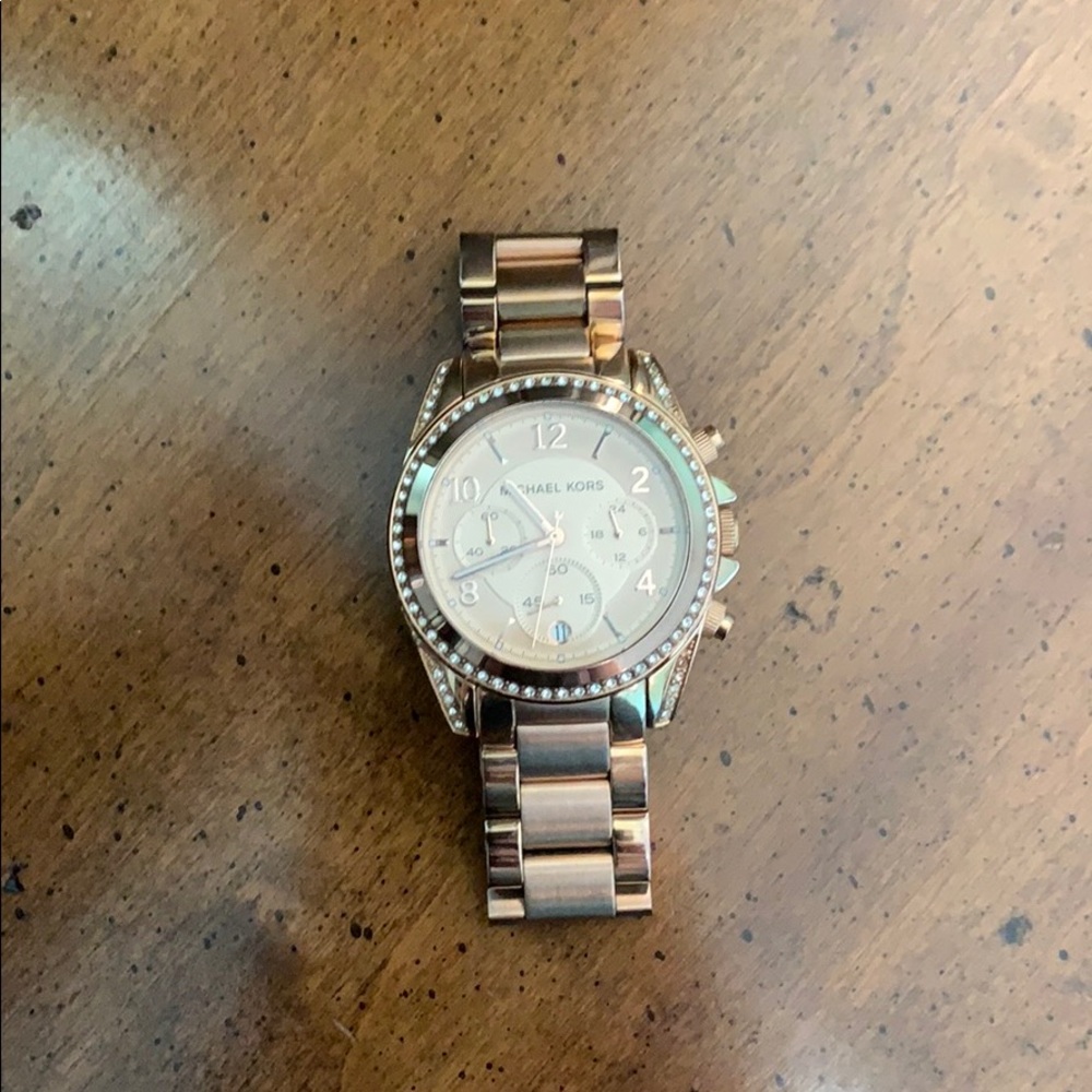 Michael Kors Rosè-gold tone stainless steel watch